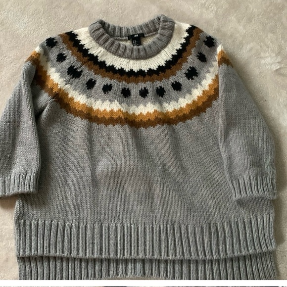 Gray H&M Cabin Fair Isle crewneck sweater Medium - Picture 1 of 5